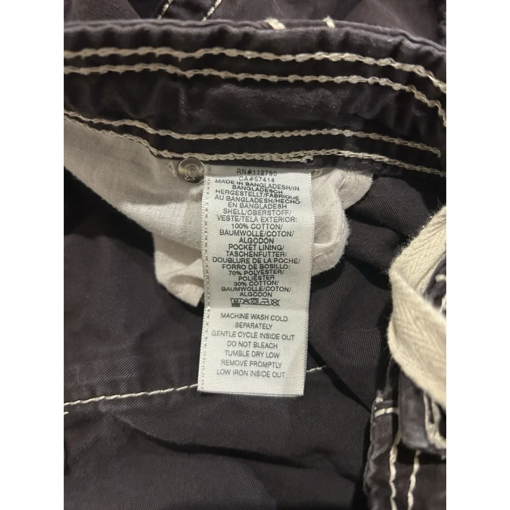True Religion Black Big T Classic Cargo Pants Men's 40x30 Y2K Drawstring Baggy